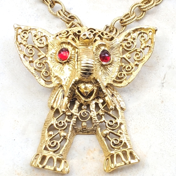 Vintage 1970s D&E Juliana Articulated Elephant Pendant